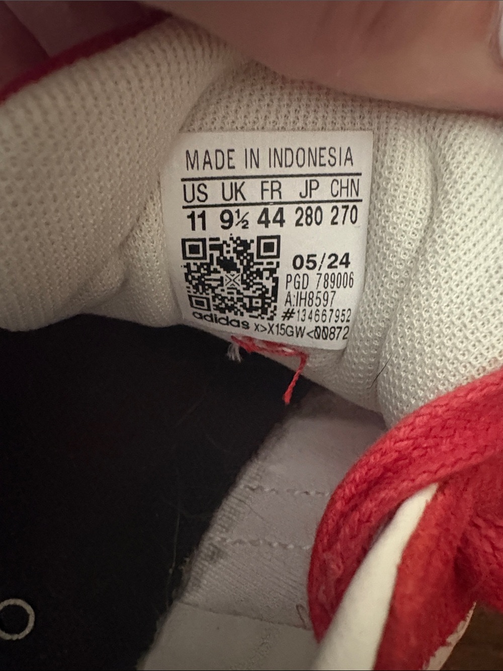 Adidas Women's Red Athletic Sneakers with White Stripes - Picture 4 of 5